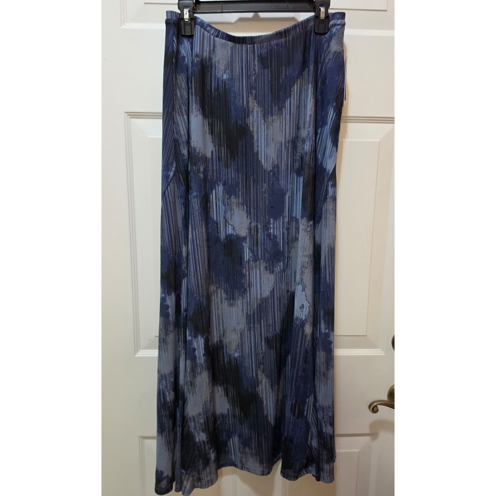 NWT City Blues Belle Navy Multi Printed Mesh Lined Bias Cut Maxi Skirt Large